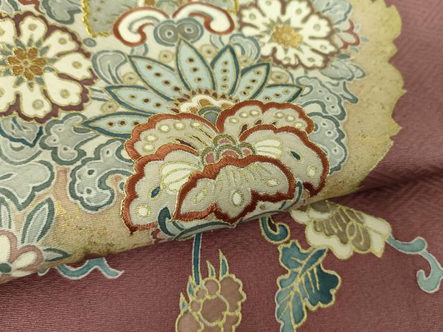 平和屋着物●豪華色留袖 駒刺繍 更紗花文 金彩 正絹 逸品 DABG8234ps
