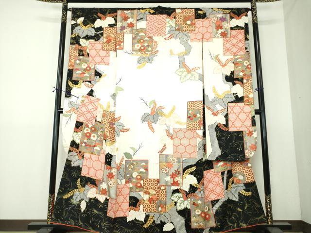 平和屋着物●十日町老舗ブランド 吉澤友禅 吾妻徳穂 振袖 駒刺繍 色紙重ね吉祥花文 金彩 正絹 逸品 DABG8236ps