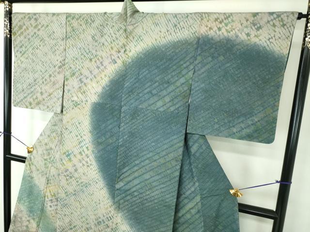平和屋着物●訪問着 紬地 総杢目絞り 霞文 正絹 逸品 DABG8259ps