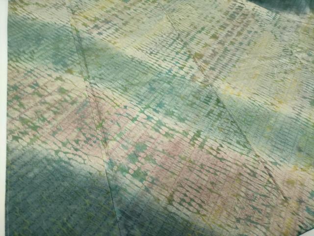 平和屋着物●訪問着 紬地 総杢目絞り 霞文 正絹 逸品 DABG8259ps
