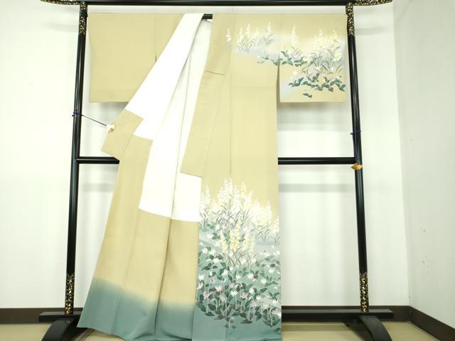 平和屋着物●十日町友禅作家 岡村蒼風 訪問着 八つ橋花文 水芭蕉 カタクリの花 暈し染め 正絹 逸品 DABG8260ps