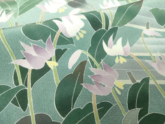 平和屋着物●十日町友禅作家 岡村蒼風 訪問着 八つ橋花文 水芭蕉 カタクリの花 暈し染め 正絹 逸品 DABG8260ps