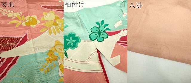平和屋本店●アンティーク 大正ロマン 振袖 駒刺繍 吉祥花舟 金銀彩 正絹 逸品 DABG8262ps