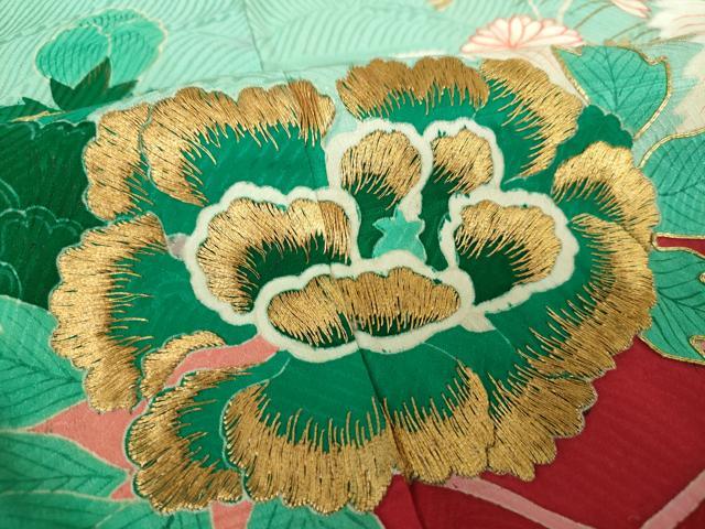 平和屋本店●アンティーク 大正ロマン 振袖 駒刺繍 吉祥花舟 金銀彩 正絹 逸品 DABG8262ps
