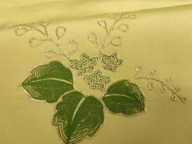 平和屋着物●塩瀬 九寸名古屋帯 駒刺繍 総刺繍 桐 金糸 正絹 逸品 DABG8356ps