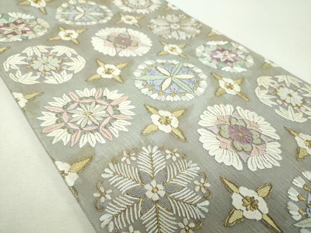 平和屋着物*夏物 中国三大刺繍 相良刺繍 総刺繍 太鼓柄袋帯 花丸文 金糸 正絹 逸品 DABG8370ps