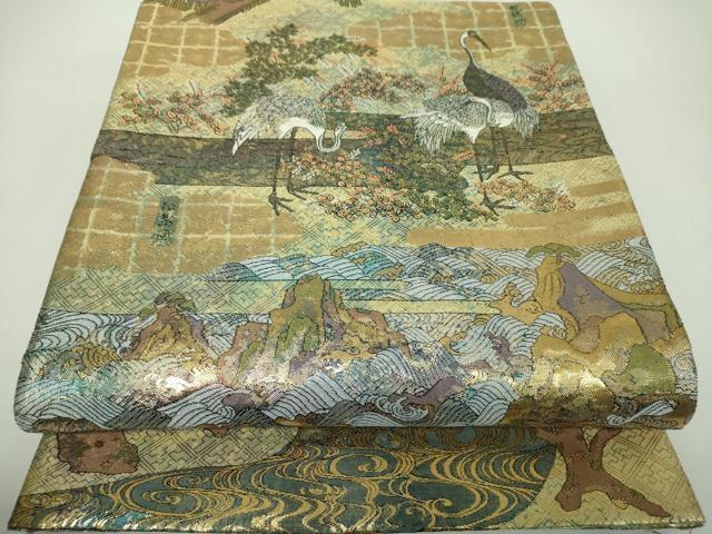 平和屋本店▼両面 全景全通柄袋帯 光琳と宗達琳派集乃図 京洛山水絵巻 本金箔 プラチナ箔 正絹 逸品 DABG8372ps
