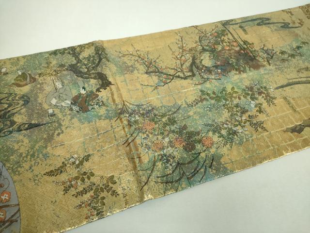 平和屋本店▼両面 全景全通柄袋帯 光琳と宗達琳派集乃図 京洛山水絵巻 本金箔 プラチナ箔 正絹 逸品 DABG8372ps