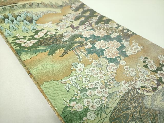 平和屋本店▼両面 全景全通柄袋帯 光琳と宗達琳派集乃図 京洛山水絵巻 本金箔 プラチナ箔 正絹 逸品 DABG8372ps