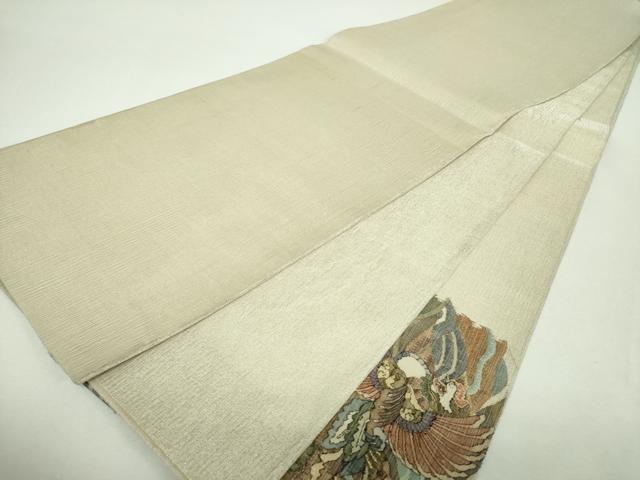 平和屋着物*夏物 明綴れ 太鼓柄袋帯 流水鳳凰更紗花文 金銀糸 正絹 逸品 DABG8385ps