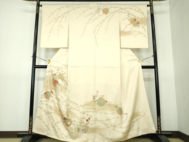 平和屋着物●訪問着 雪輪花文 暈し染め 金彩 正絹 逸品 DABG8404ps