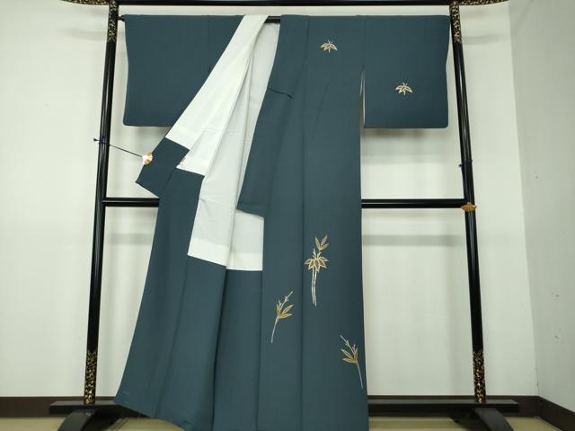 平和屋着物●訪問着 総駒刺繍 総刺繍 笹竹文 金銀糸 ますいわ屋扱い 正絹 逸品 DABG8408ps
