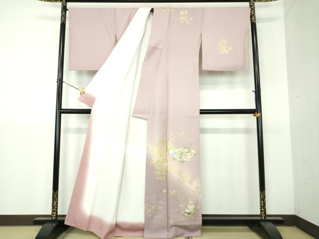 平和屋着物●訪問着 流水地紙花文 暈し染め 金銀彩 正絹 逸品 DABG8412ps