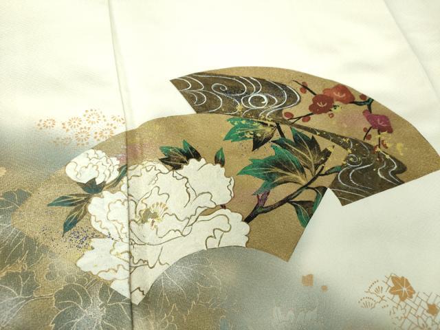 平和屋着物●訪問着 手描き 地紙吉祥花文 暈し染め 金銀彩 正絹 逸品 DABG8418ps