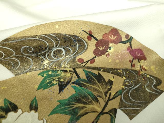 平和屋着物●訪問着 手描き 地紙吉祥花文 暈し染め 金銀彩 正絹 逸品 DABG8418ps