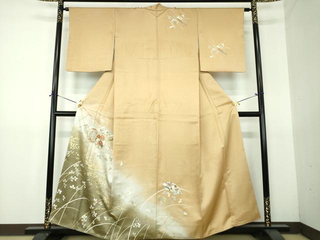 平和屋着物●訪問着 鼓地紙花文 暈し染め 金彩 正絹 逸品 DABG8423ps