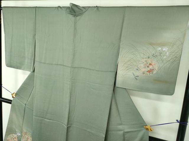 平和屋着物●中国三大刺繍 スワトウ刺繍 汕頭刺繍 訪問着 雪輪御所車花文 暈し染め 金彩 正絹 逸品 DABG8424ps