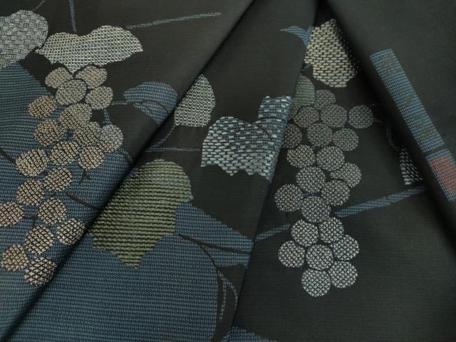 平和屋着物●本場大島紬 訪問着 作家物 刺繍 雅一扇 葡萄蔦の葉文 ほていや扱い 正絹 逸品 未使用 DABG8431ps