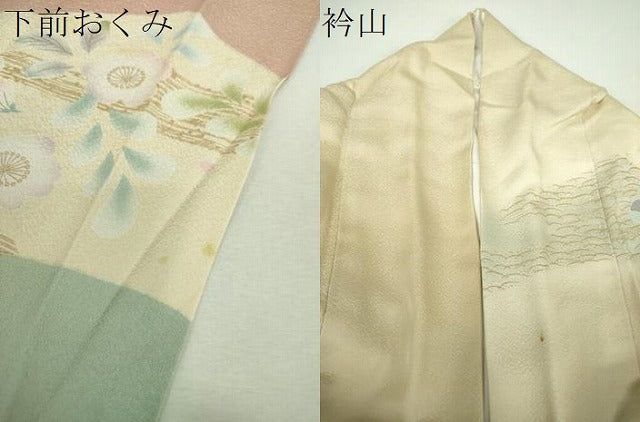平和屋着物●訪問着 駒刺繍 地紙吉祥花文 暈し染め 金彩 正絹 逸品 DABG8433ps