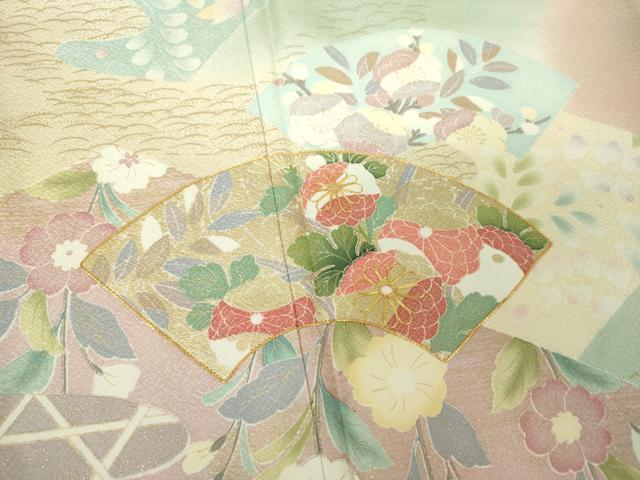 平和屋着物●訪問着 駒刺繍 地紙吉祥花文 暈し染め 金彩 正絹 逸品 DABG8433ps
