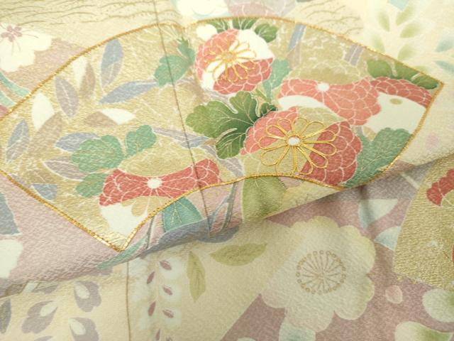 平和屋着物●訪問着 駒刺繍 地紙吉祥花文 暈し染め 金彩 正絹 逸品 DABG8433ps