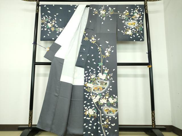 平和屋着物●訪問着 駒刺繍 舞桜 鴛鴦文 暈し染め 金彩 正絹 逸品 DABG8446ps