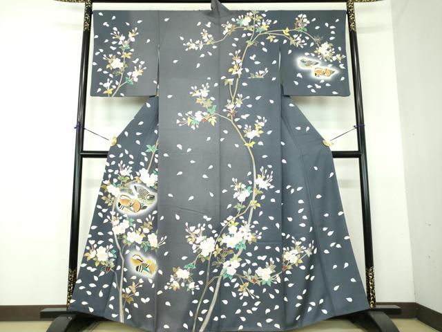 平和屋着物●訪問着 駒刺繍 舞桜 鴛鴦文 暈し染め 金彩 正絹 逸品 DABG8446ps