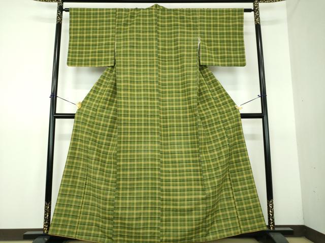 平和屋着物●上質な紬 格子 正絹 逸品 DABG8447ps