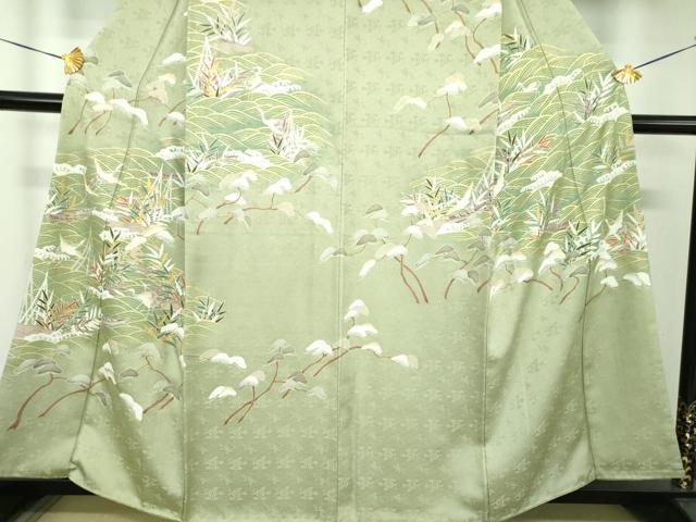 平和屋着物●訪問着 駒刺繍 飛鶴浜松舟文 暈し染め 金彩 正絹 逸品 DABG8450ps