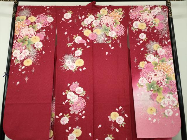 平和屋着物●豪華振袖 刺繍 乱菊 舞桜 暈し染め 金彩 銀通し地 正絹 逸品 DABG8452ps