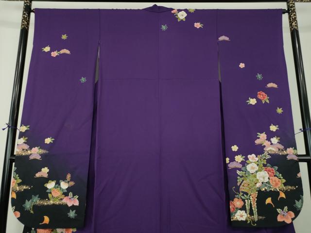 平和屋着物●豪華振袖 楽器花文 暈し染め 金彩 正絹 逸品 DABG8454ps
