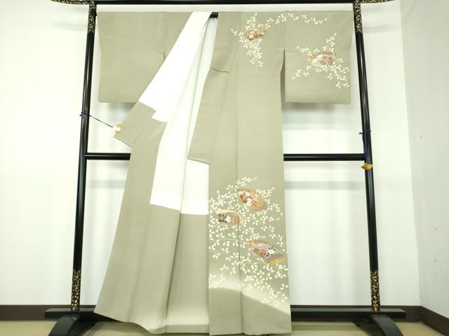 平和屋着物●訪問着 作家物 駒刺繍 地紙花文 暈し染め 金彩 正絹 逸品 DABG8457ps