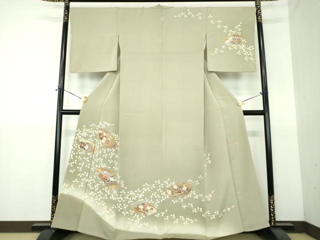 平和屋着物●訪問着 作家物 駒刺繍 地紙花文 暈し染め 金彩 正絹 逸品 DABG8457ps