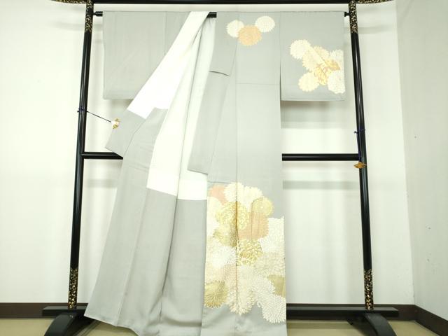 平和屋着物●訪問着 駒刺繍 菊文 乱菊 金彩 正絹 逸品 DABG8460ps