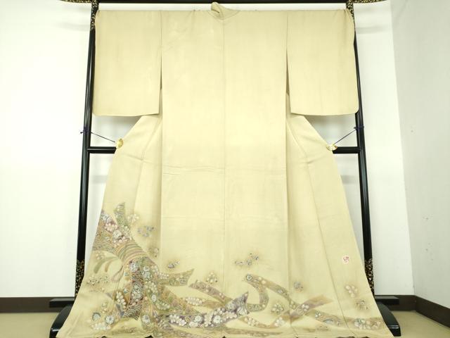 平和屋着物●樋熊哲也 訪問着 辻が花 絞り 手描き 束ね熨斗 辻が花 暈し染め ロング丈 正絹 逸品 DABG8465ps