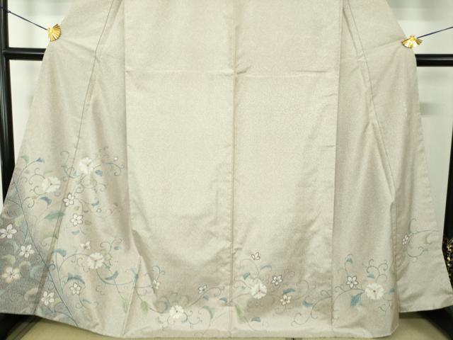 平和屋着物●本場染大島紬 訪問着 友禅 作家物 花唐草 正絹 逸品 未使用 DABG8466ps
