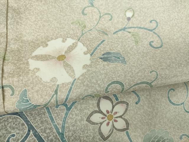 平和屋着物●本場染大島紬 訪問着 友禅 作家物 花唐草 正絹 逸品 未使用 DABG8466ps