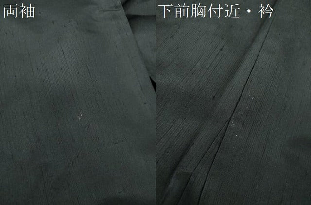 平和屋着物●訪問着 紬地 横段文 黒地 正絹 逸品 DABG8468ps