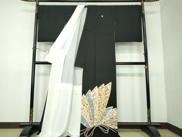 平和屋着物●豪華黒留袖 舞蝶更紗花文 金銀彩 鈴乃屋扱い 正絹 逸品 DABG8470ps