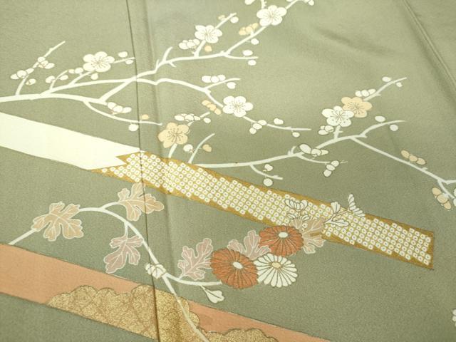 平和屋着物●訪問着 刺繍 流水吉祥花文 金彩 正絹 逸品 DABG8473ps