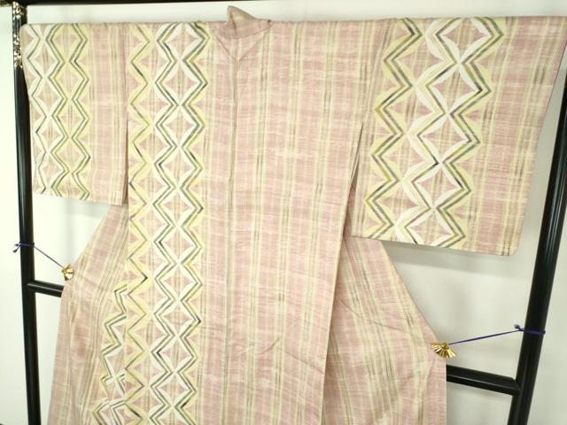平和屋着物●訪問着 紬地 ろうけつ染め 七宝繋ぎ 正絹 逸品 DABG8475ps