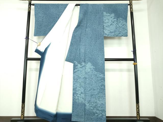 平和屋着物●江戸小紋 訪問着 渡橋風景花文 竜田川 やまと誂製 正絹 逸品 未使用 DABG8515ps