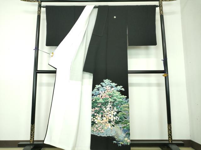 平和屋着物●豪華黒留袖 友禅 作家物 水辺風景 暈し染め 正絹 逸品 DABG8525ps