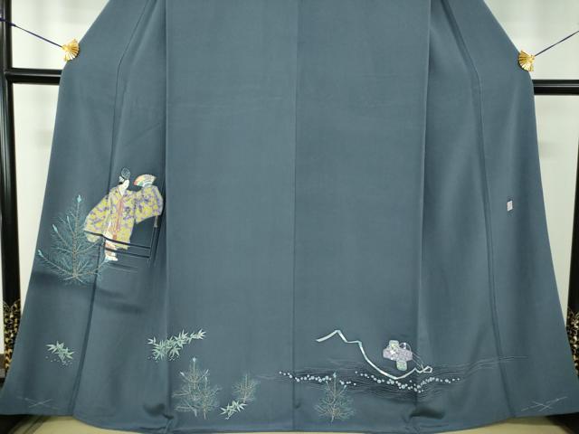 平和屋着物●豪華色留袖 友禅 作家物 能 笹松文 暈し染め さが美扱い 正絹 逸品 未使用 DABG8532ps