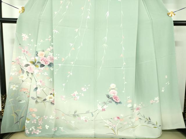 平和屋着物●訪問着 友禅 作家物 枝垂れ花 枝花文 暈し染め 正絹 逸品 DABG8536ps