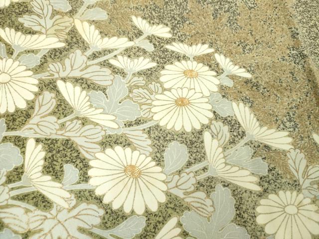 平和屋着物●訪問着 駒刺繍 菊文 たたき染め 金彩 正絹 逸品 DABG8541ps