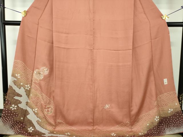 平和屋着物●中国三大刺繍 スワトウ刺繍 汕頭刺繍 訪問着 作家物 絞り 雪輪御所車花文 金彩 ロング丈 正絹 逸品 DABG8542ps