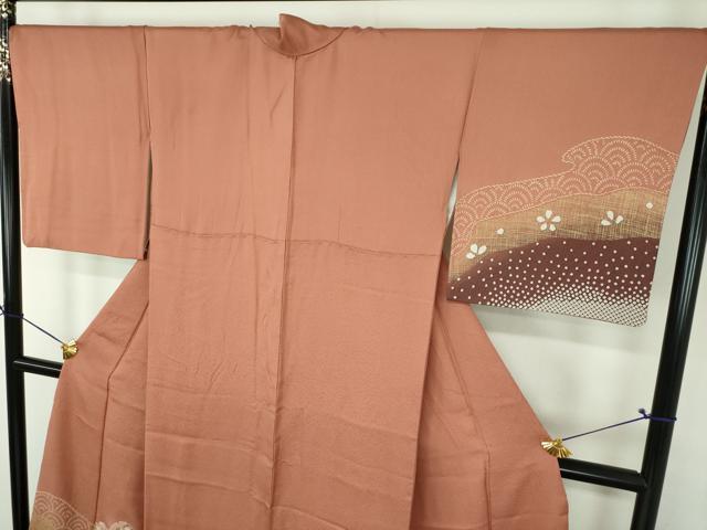 平和屋着物●中国三大刺繍 スワトウ刺繍 汕頭刺繍 訪問着 作家物 絞り 雪輪御所車花文 金彩 ロング丈 正絹 逸品 DABG8542ps