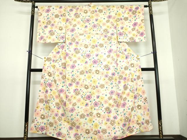 平和屋着物●名門 藤娘きぬたや・総絞り 小紋 舞花文 正絹 逸品 未使用 DABG8560ps