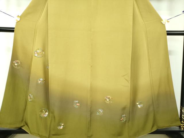 平和屋着物●訪問着 総刺繍 花丸文 暈し染め 金糸 正絹 逸品 DABG8569ps